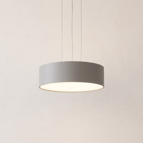 Graue Trommel-Pendelleuchte aus PVC mit 3 Lampen