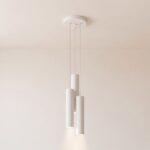 Zylindrische Pendelleuchte mit 3 Lampen aus Stahl