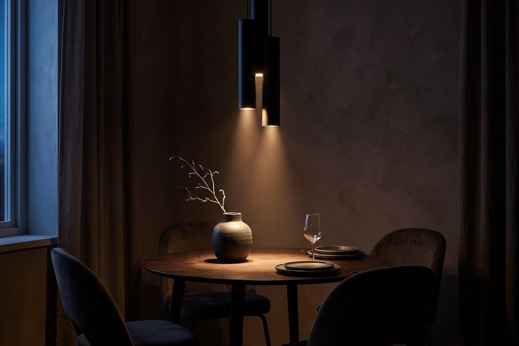 Zylindrische Pendelleuchte mit 3 Lampen aus Stahl