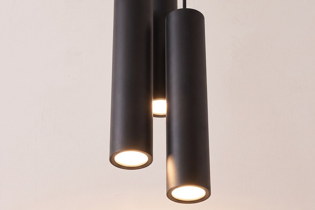 Zylindrische Pendelleuchte mit 3 Lampen aus Stahl
