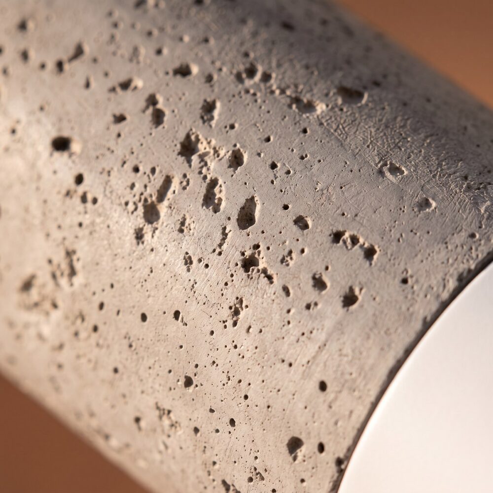 Pendelleuchte 2 Röhren aus Beton und Metall
