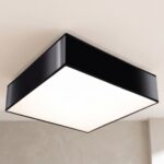 Flache quadratische Deckenleuchte, weißer Diffusor, 35 cm
