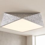 Sechseckige Deckenleuchte, gehämmertes Silber, 45 cm