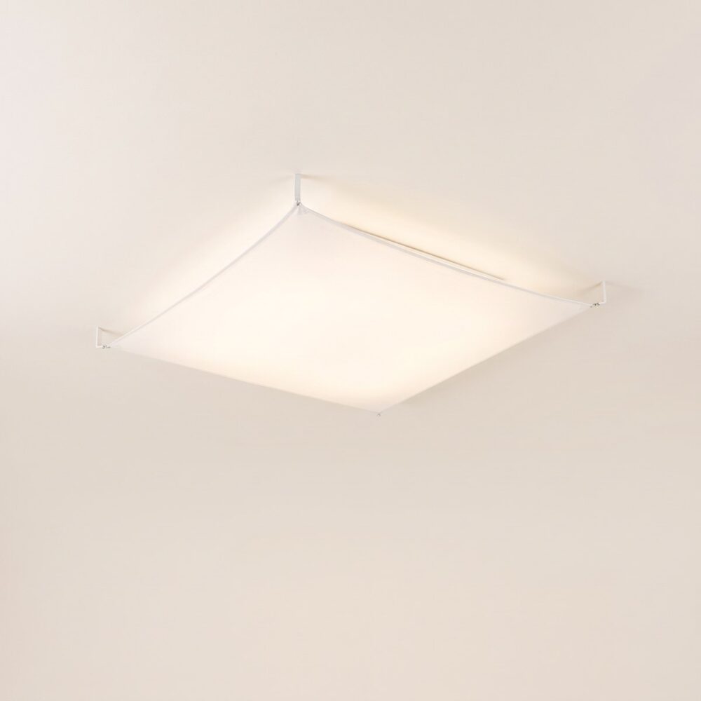 Deckenleuchte Lichtsegel aus weißem Stoff, 105 x 105 cm