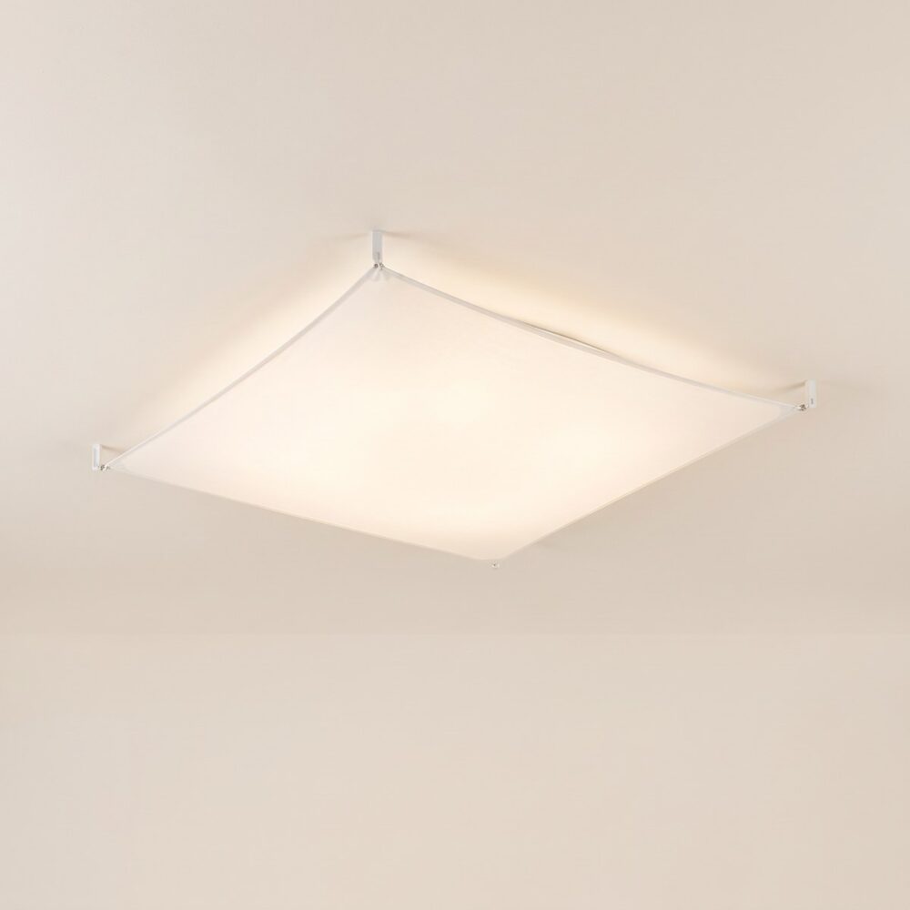 Deckenleuchte Lichtsegel aus weißem Stoff, 140 x 140 cm