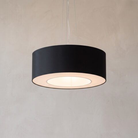 Ring-Pendelleuchte aus schwarzem Stoff, 50 cm