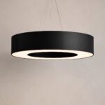 Ring-Pendelleuchte aus schwarzem Stoff, 90 cm