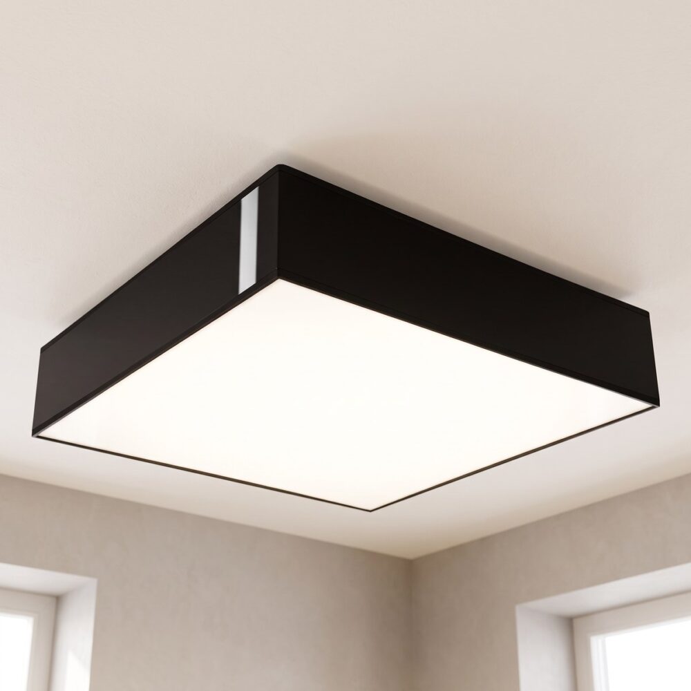 Flache quadratische Deckenleuchte, weißer Diffusor, 55 cm