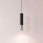 Hängeleuchte schwarze Röhre mit Metallring