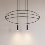 Pendelleuchte Ring aus schwarzem Metall, 131 cm