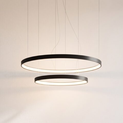 Kronleuchter 2 LED-Ringe in Kaskade, 78 und 55 cm