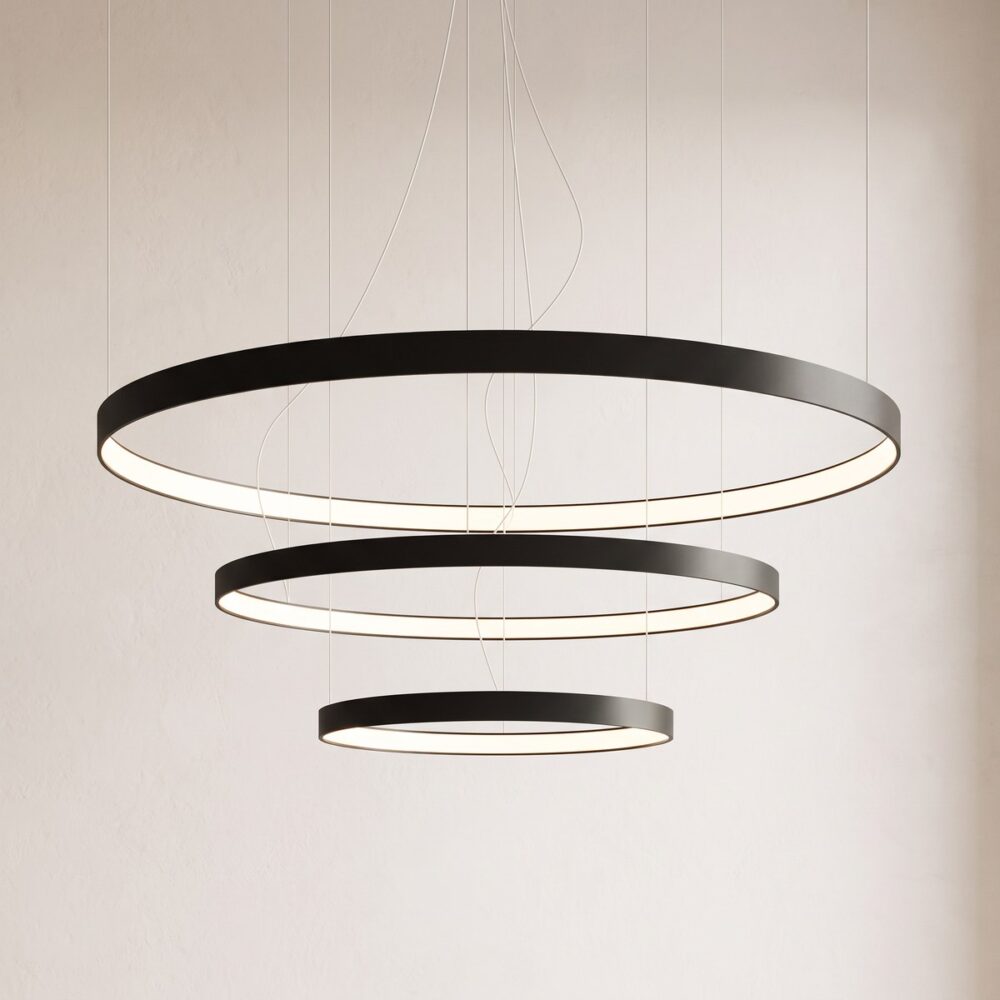 Kronleuchter 3 LED-Ringe in Kaskade, 110, 78 und 55 cm