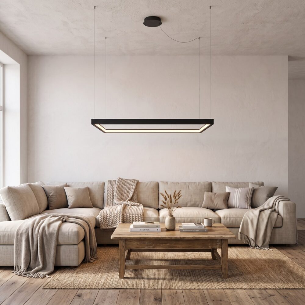 Kronleuchter quadratischer LED-Rahmen, 110 x 110 cm
