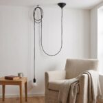 Pendelleuchte Lampe an schwarzem Textilkabel