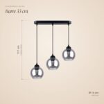 Hängeleuchte mit 3 Design-Lampen aus Rauchglas
