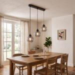 Hängeleuchte mit 3 Design-Lampen aus Rauchglas