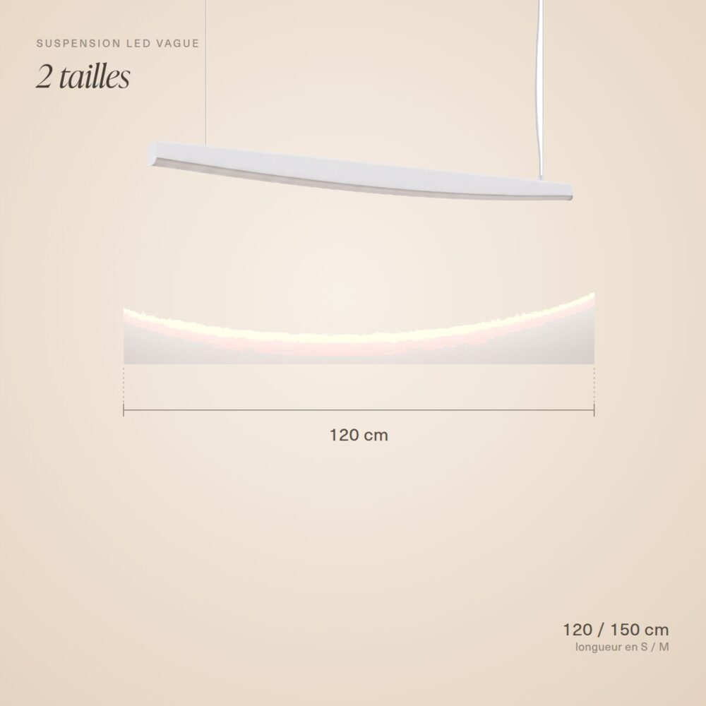 Lineare LED-Hängeleuchte Welle, 3 Farben