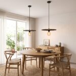 Moderne Pendelleuchte mit flacher Scheibe aus Stahl