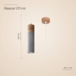 Moderne Pendelleuchte aus grauem Beton und Naturholz