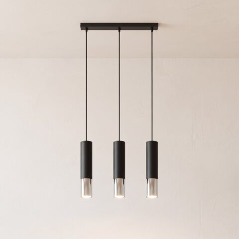 Pendelleuchte mit 3 Zylindern, Chrom, Gold oder Kupfer